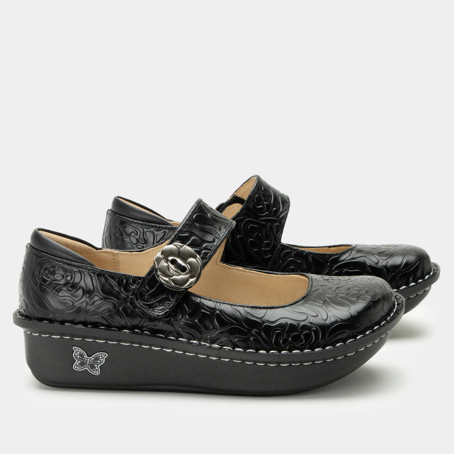 Shoes Paloma Black Embossed Rose Mary Jane 5 Shoes Paloma Black Embossed Rose Mary Jane - Image 3